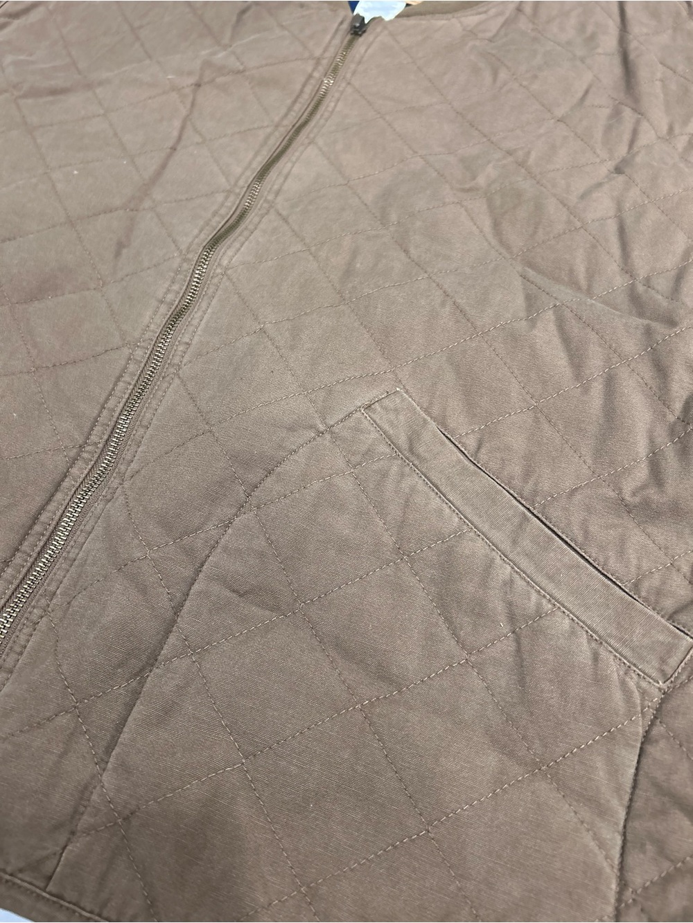 Arizona Jeans Co Men’s XXL Quilted Flannel Lined Vest w/ Pockets - Brown - Picture 2 of 5
